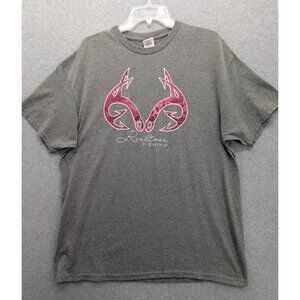 Delta Pro Weight Shirt Mens XL Gray Realtree Fishing Antlers Graphic Tee